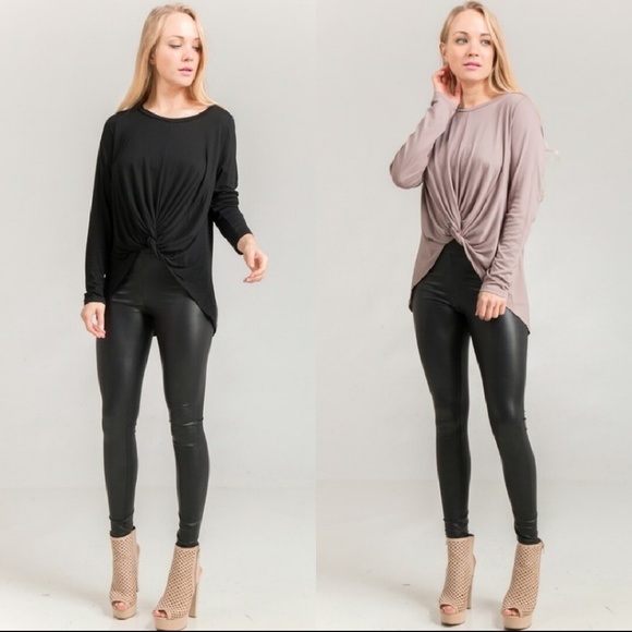 Hi-Low knot front top -Black - Picture 2 of 3